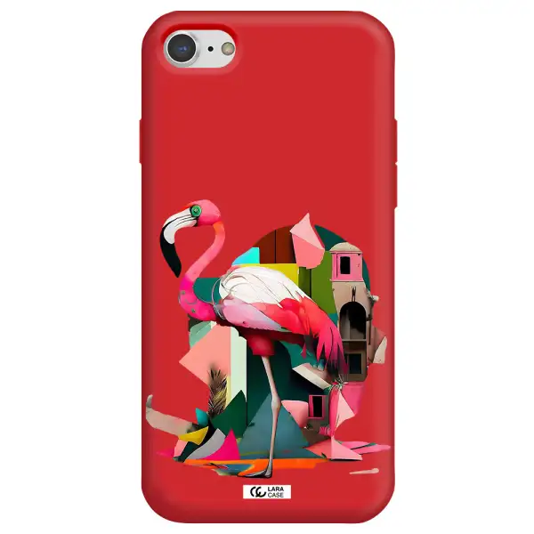 Flamingo Collage Apple iPhone 7 Silicone Imperial Red Case