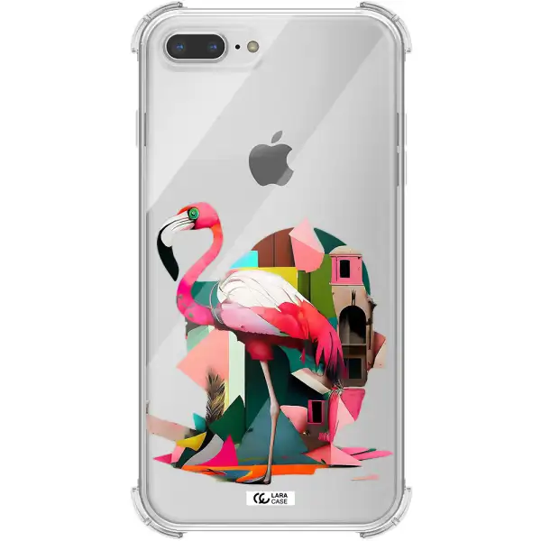 Flamingo Collage Apple iPhone 8 plus Clear PC Case