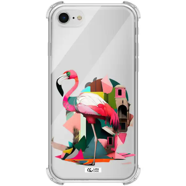 Flamingo Collage Apple iPhone se 2020 Clear PC Case