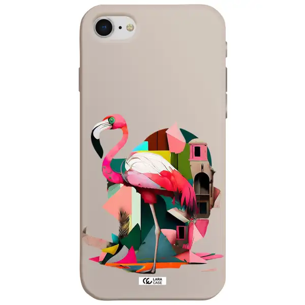 Flamingo Collage Apple iPhone se 2020 Silicone Stone Case