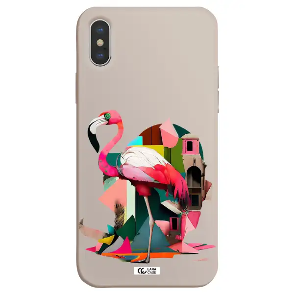 Flamingo Collage Apple iPhone XS Silicone Stone Case