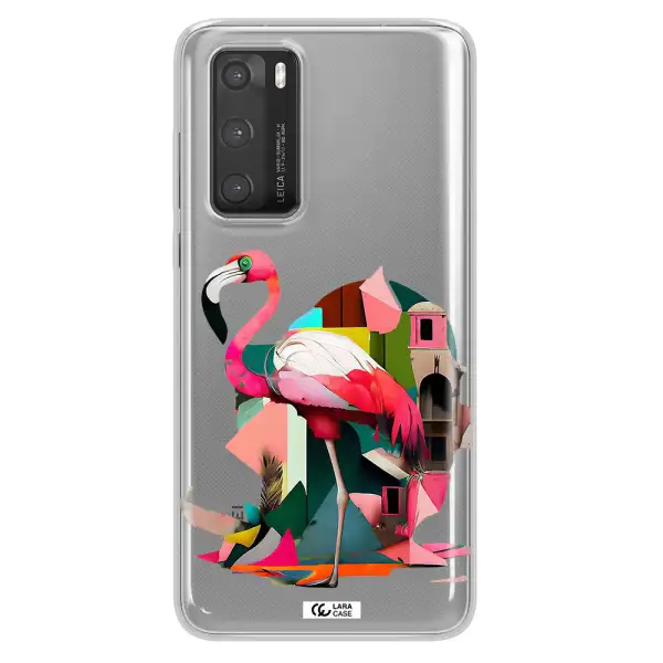 Flamingo Collage Huawei P40 Clear TPU Case