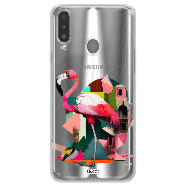 Flamingo Collage Samsung A20S Clear TPU Case