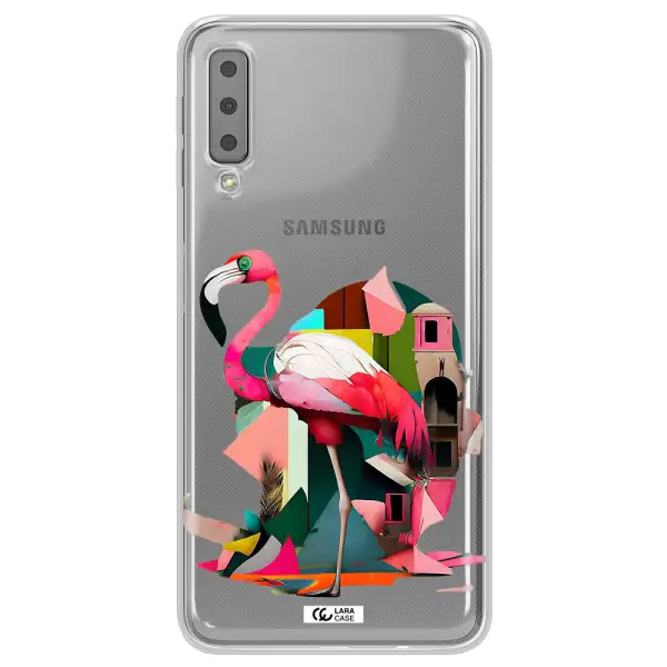 Flamingo Collage Samsung A7 2018 Clear TPU Case