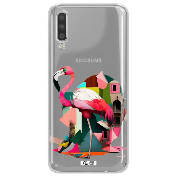 Flamingo Collage Samsung A70 Clear TPU Case