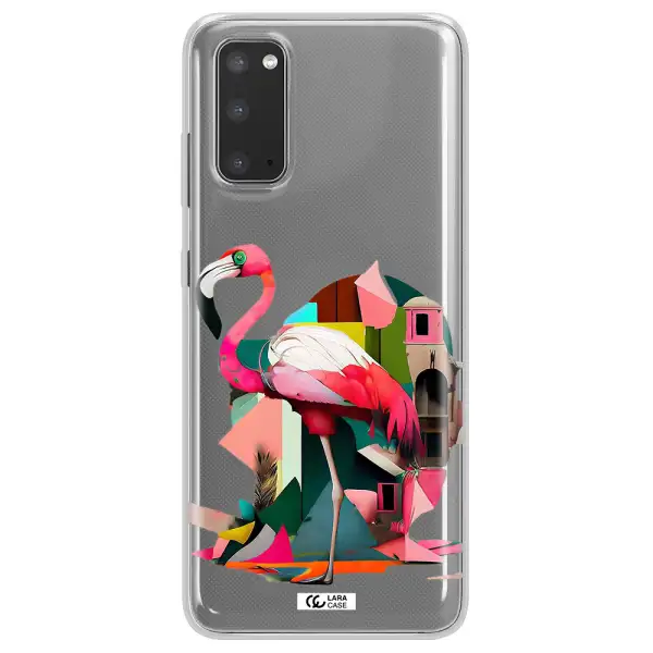 Flamingo Collage Samsung S20 Clear TPU Case