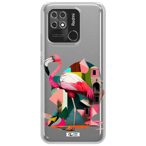 Flamingo Collage Xiaomi Redmi 10C Clear TPU Case