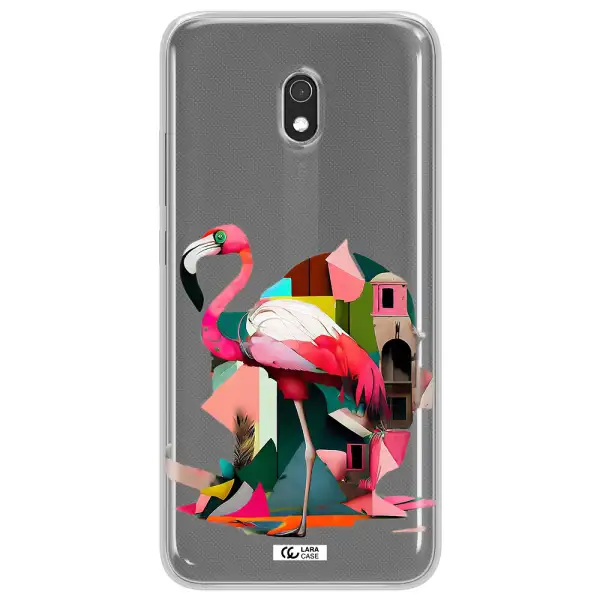 Flamingo Collage Xiaomi Redmi 8A Clear TPU Case