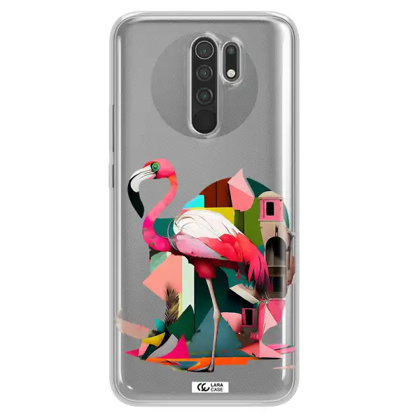 Flamingo Collage Xiaomi Redmi 9 Clear TPU Case