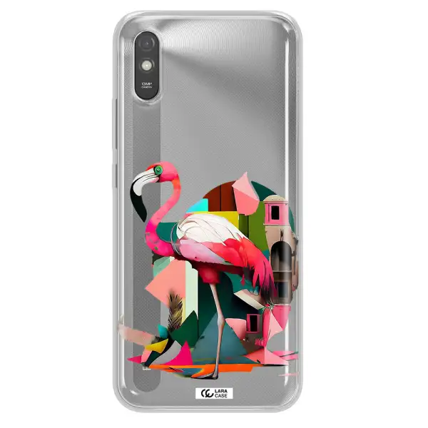 Flamingo Collage Xiaomi Redmi 9A Clear TPU Case