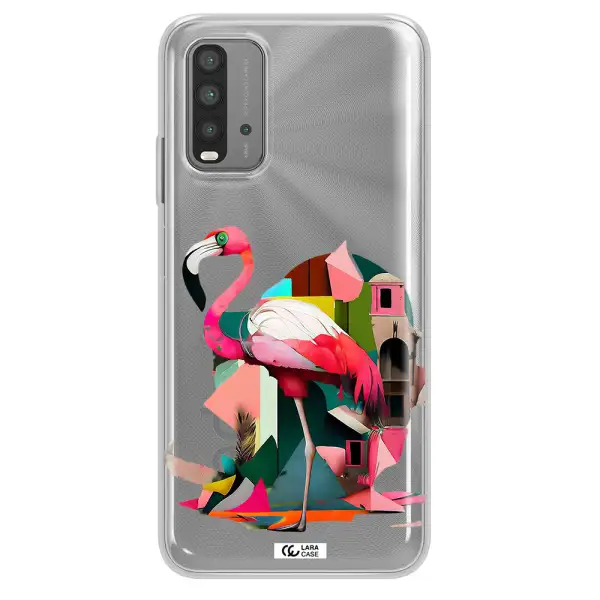 Flamingo Collage Xiaomi Redmi 9T Clear TPU Case