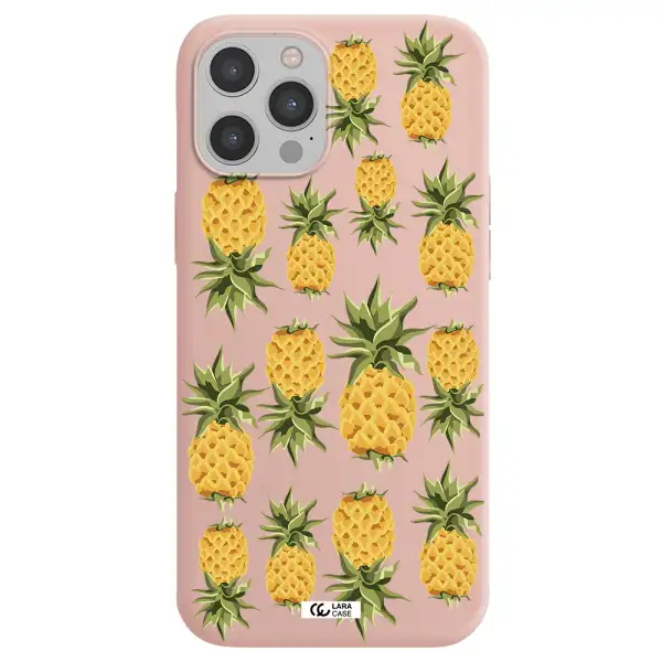Pineapples Apple iPhone 12 pro max Silicone pastel pink Case