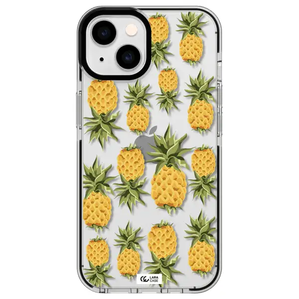 Pineapples Apple iPhone 14 impact black border Case