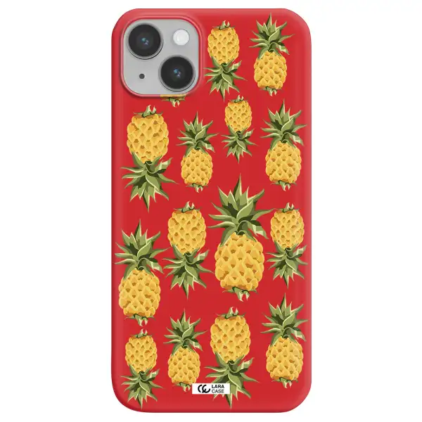 Pineapples Apple iPhone 14 plus Silicone Imperial Red Case