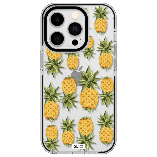 Pineapples Apple iPhone 14 pro impact black border Case