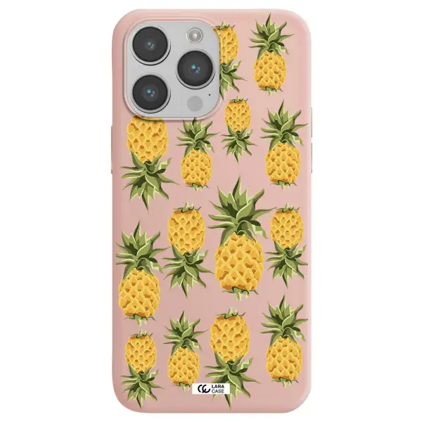 Pineapples Apple iPhone 14 pro max Silicone pastel pink Case