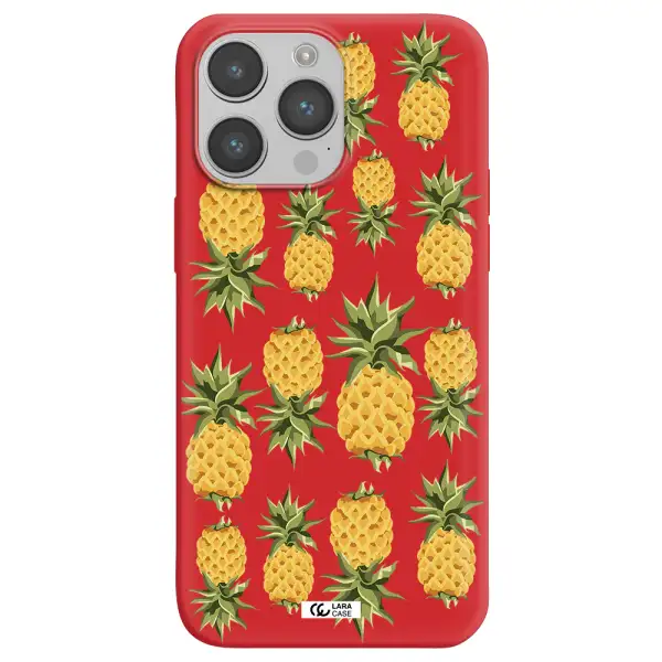 Pineapples Apple iPhone 14 pro Silicone Imperial Red Case