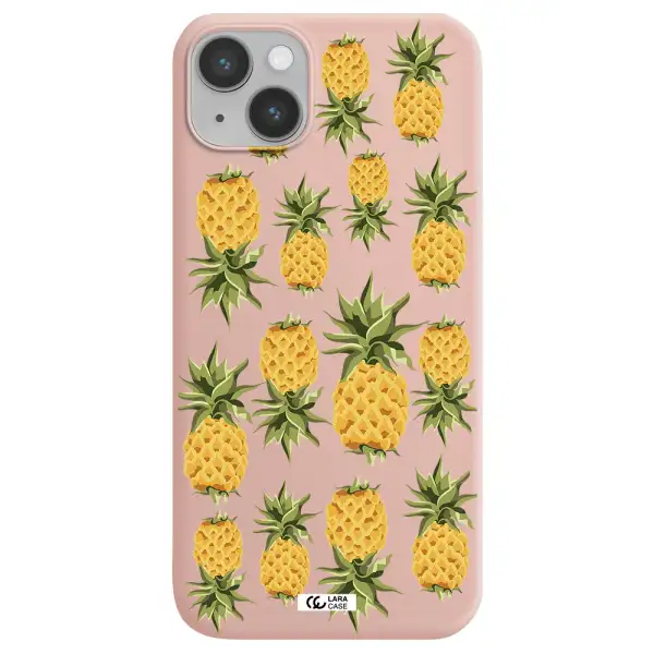 Pineapples Apple iPhone 14 Silicone pastel pink Case