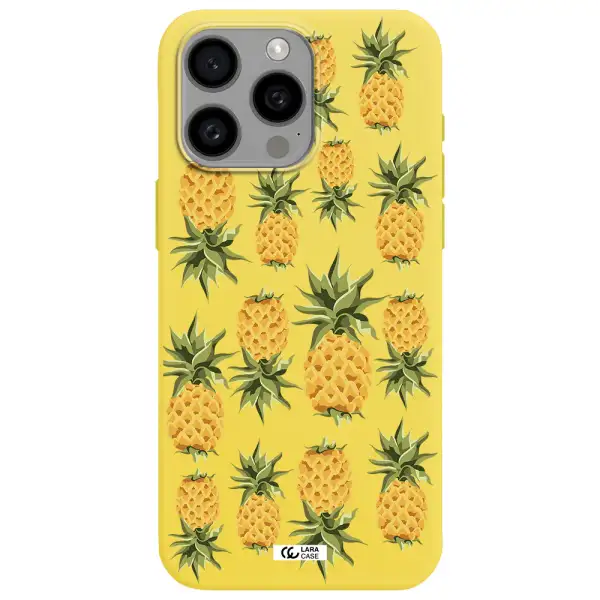 Pineapples Apple Iphone 15 Pro max Silicone canary yellow Case