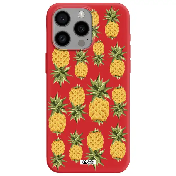 Pineapples Apple Iphone 15 Pro Max Silicone Imperial Red Case