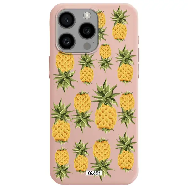 Pineapples Apple Iphone 15 Pro max Silicone pastel pink Case