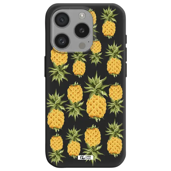 Pineapples Apple Iphone 15 Pro Silicone Black Case