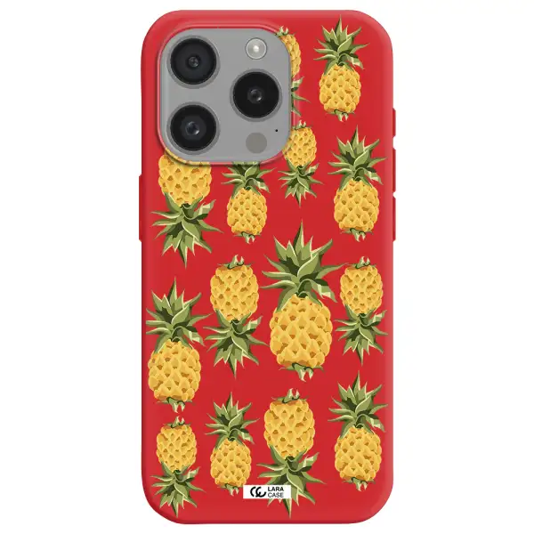 Pineapples Apple Iphone 15 Pro Silicone Imperial Red Case