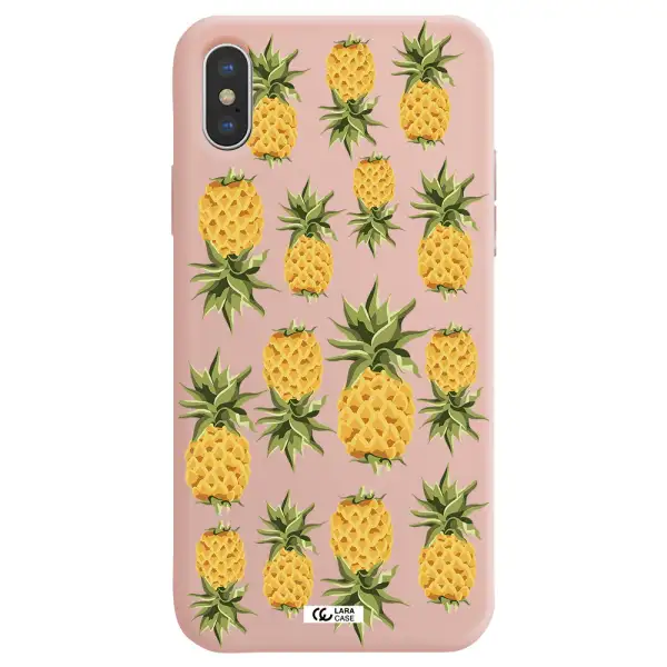 Pineapples Apple iPhone X Silicone pastel pink Case