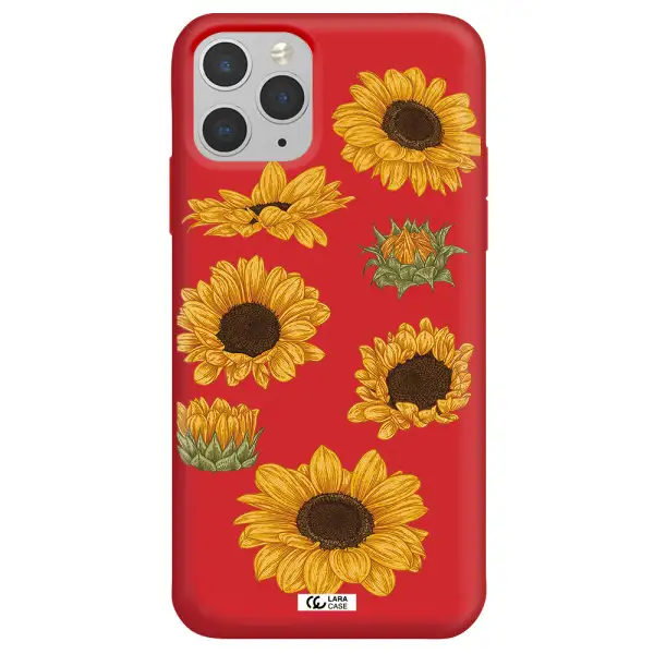 Sunflower Apple iPhone 11 pro max Silicone Imperial Red Case