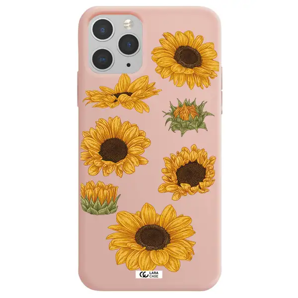 Sunflower Apple iPhone 11 pro max Silicone pastel pink Case