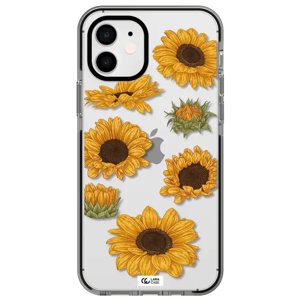 Sunflower Apple iPhone 12 impact black border Case
