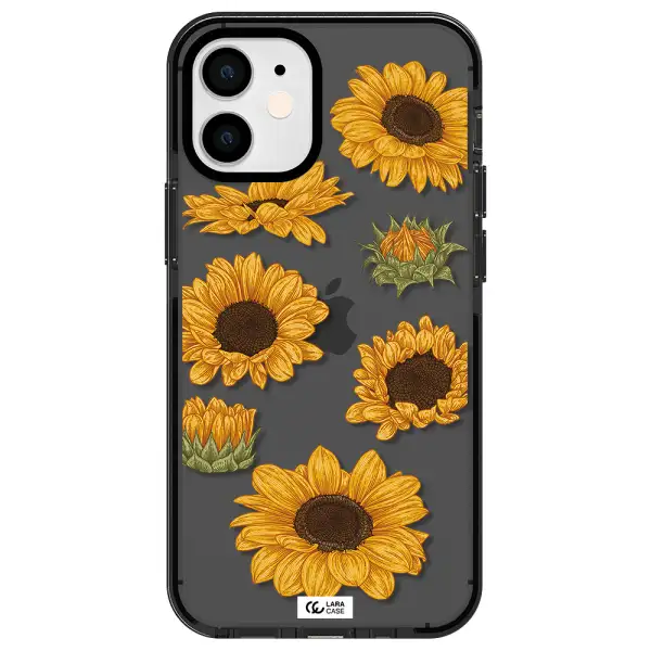 Sunflower Apple iPhone 12 mini impact Smoke Black Case