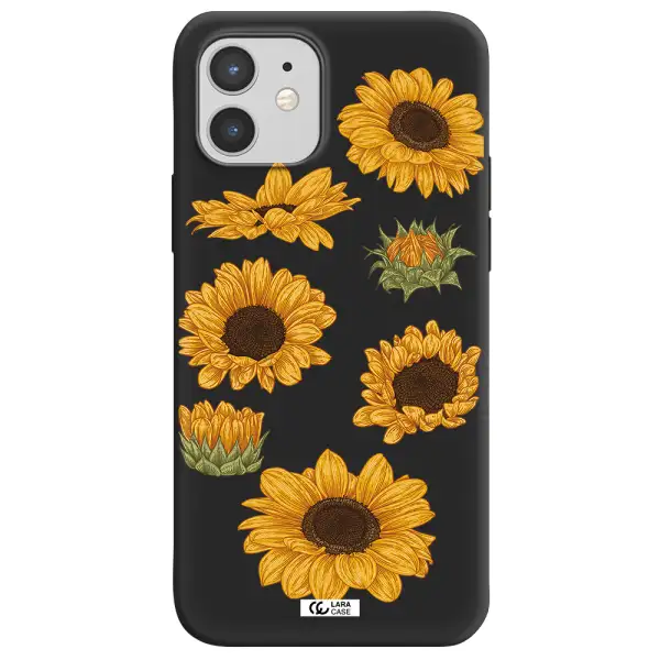 Sunflower Apple iPhone 12 mini Silicone black Case
