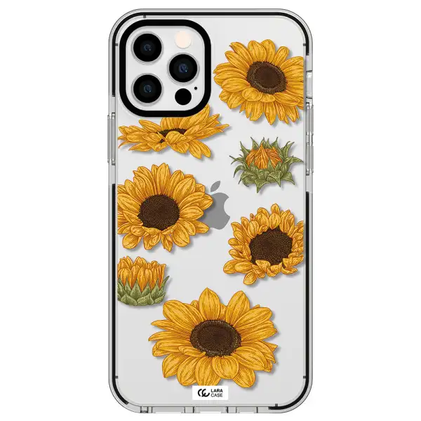 Sunflower Apple iPhone 12 pro impact black border Case