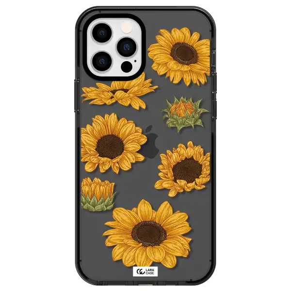 Sunflower Apple iPhone 12 pro impact Smoke Black Case