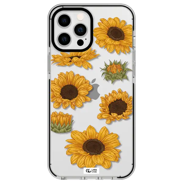 Sunflower Apple iPhone 12 pro max impact black border Case