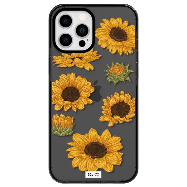 Sunflower Apple iPhone 12 pro max impact Smoke Black Case
