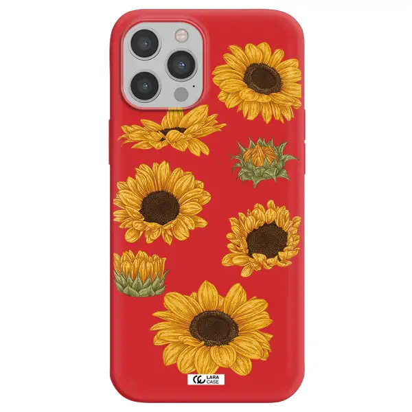 Sunflower Apple iPhone 12 pro max Silicone Imperial Red Case