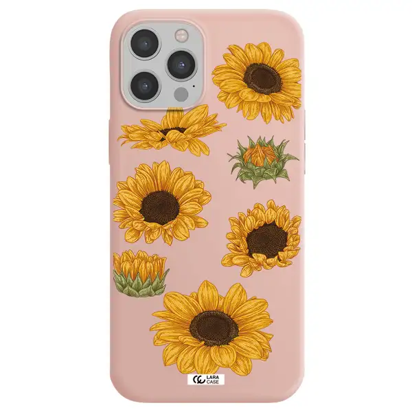 Sunflower Apple iPhone 12 pro max Silicone pastel pink Case