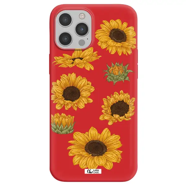 Sunflower Apple iPhone 12 pro Silicone Imperial Red Case