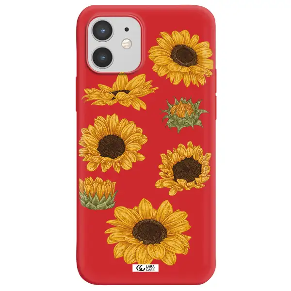 Sunflower Apple iPhone 12 Silicone Imperial Red Case