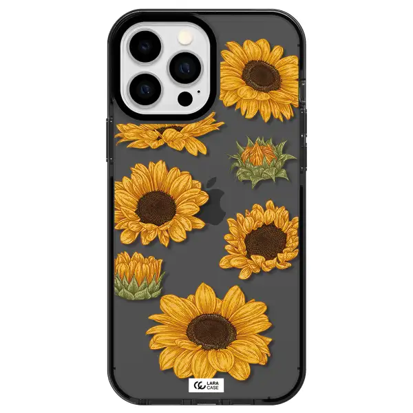 Sunflower Apple iPhone 13 Pro Max impact Smoke Black Case