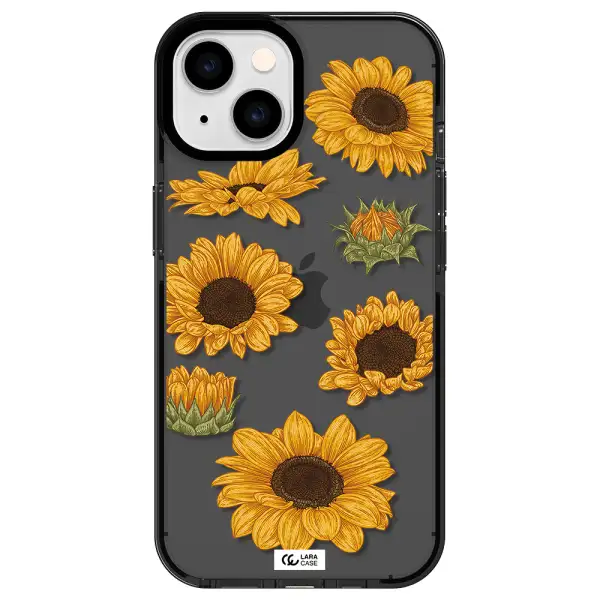 Sunflower Apple iPhone 14 impact Smoke Black Case