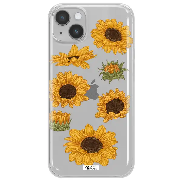 Sunflower Apple iPhone 14 plus Clear TPU Case