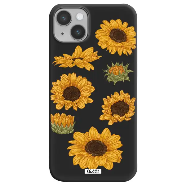 Sunflower Apple iPhone 14 plus Silicone black Case
