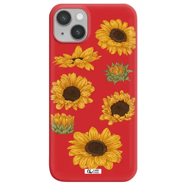 Sunflower Apple iPhone 14 plus Silicone Imperial Red Case
