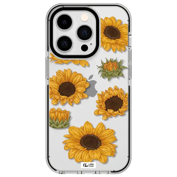 Sunflower Apple iPhone 14 pro impact black border Case