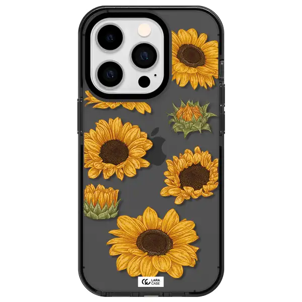 Sunflower Apple iPhone 14 pro impact Smoke Black Case