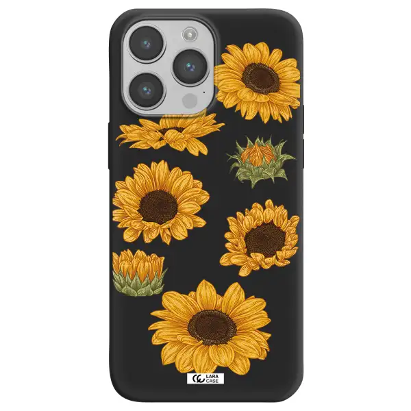 Sunflower Apple iPhone 14 pro Silicone black Case