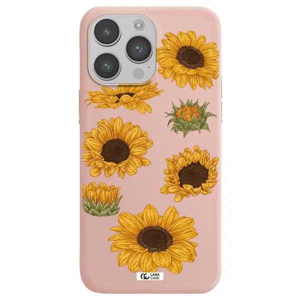 Sunflower Apple iPhone 14 pro Silicone pastel pink Case